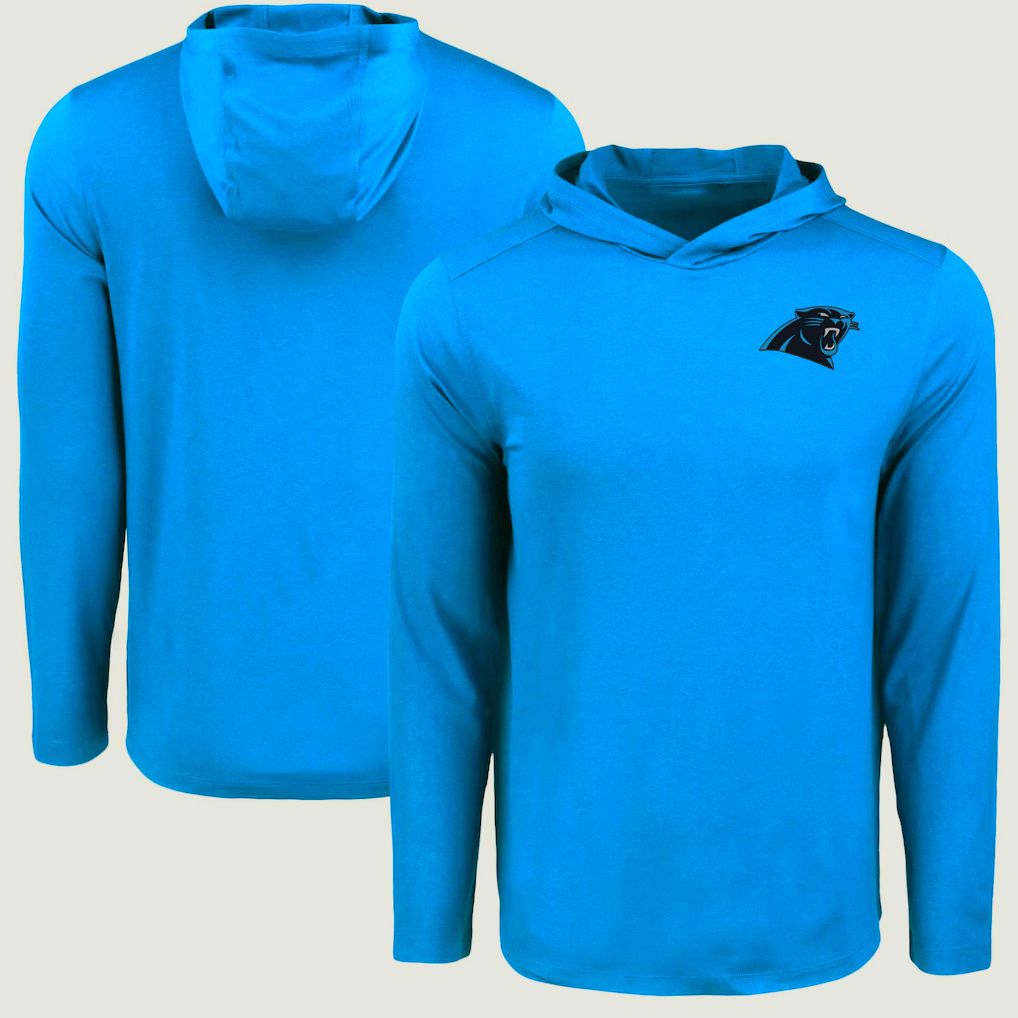 Men 2026 NFL Carolina Panthers Hooded long sleeved T-shirt blue 06